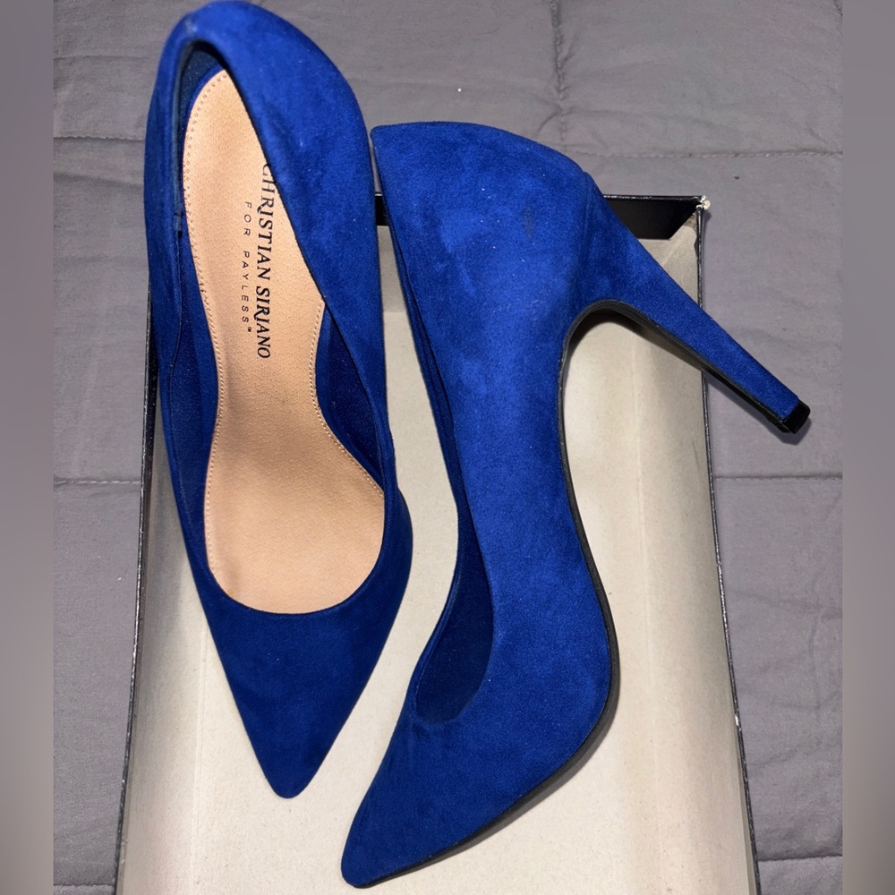 Christian Siriano Blue Suede Stiletto Heels